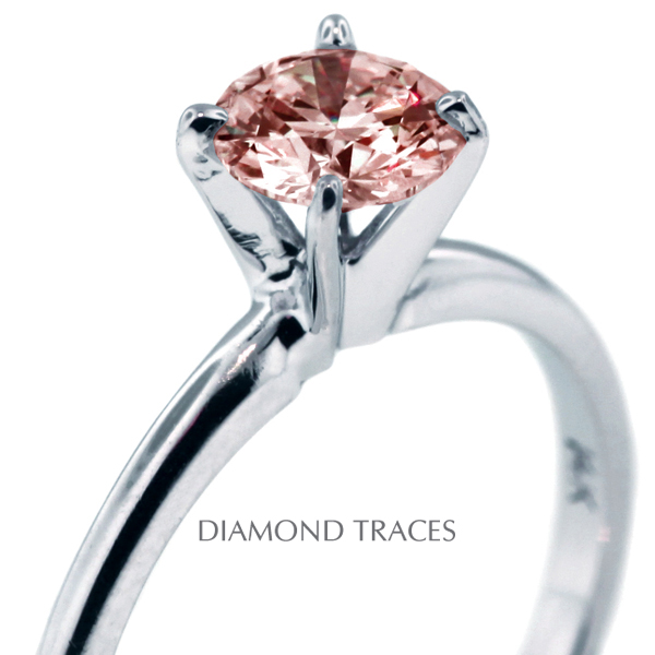 52ct Pink VS2 Round Diamond 14k Gold Prong Solitaire Engagement Ring