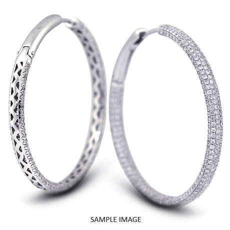 2.66 Carat tw. Round Brilliant 18k White Gold Diamond Hoops Earrings (F-VS2)