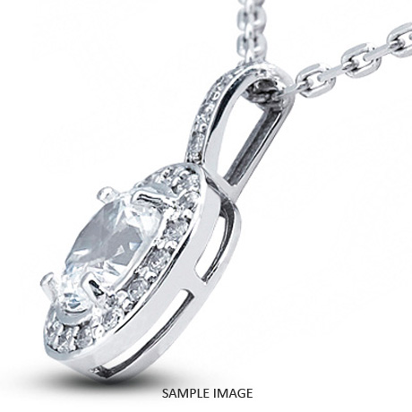 14k White Gold Gallery Design with Halo Pendant 1.04 carat total D-VS2 Oval Shape Diamond