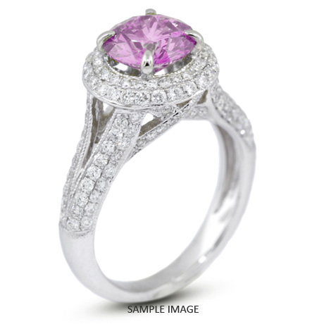 18k White Gold Split Shank Engagement Ring with 2.89 Total Carat Purple-VS2 Round Diamond