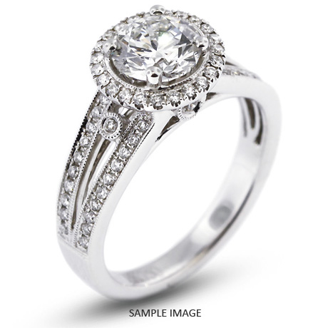 18k White Gold Split Shank Engagement Ring with 1.78 Total Carat G-SI1 Round Diamond