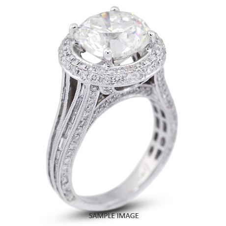 18k White Gold Split Shank Engagement Ring with 7.99 Total Carat G-SI1 Round Diamond