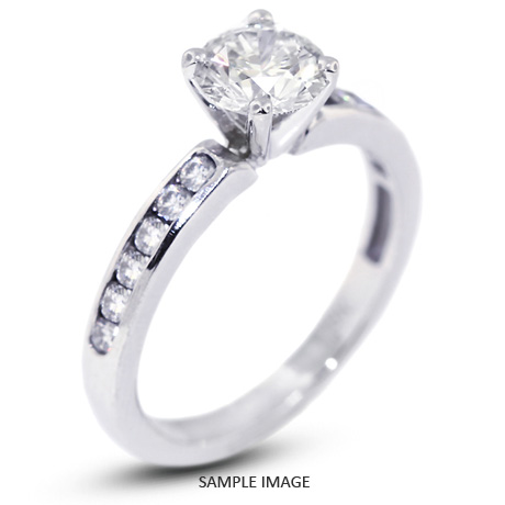 14k White Gold Accents Engagement Ring with 0.97 Total Carat E-SI2 Round Diamond