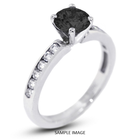 14k White Gold Accents Engagement Ring with 0.96 Total Carat Black Round Diamond