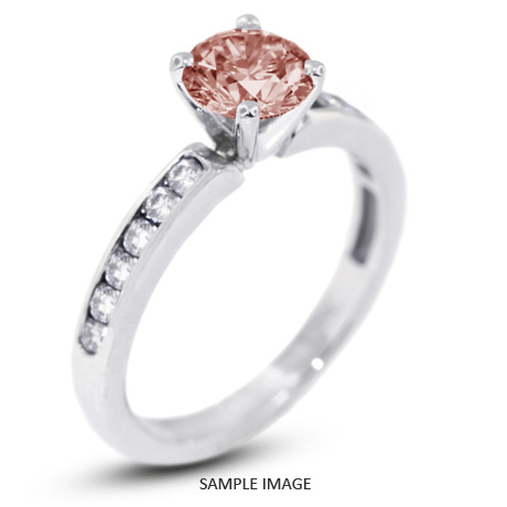 14k White Gold Accents Engagement Ring with 3.39 Total Carat Pink-SI2 Round Diamond