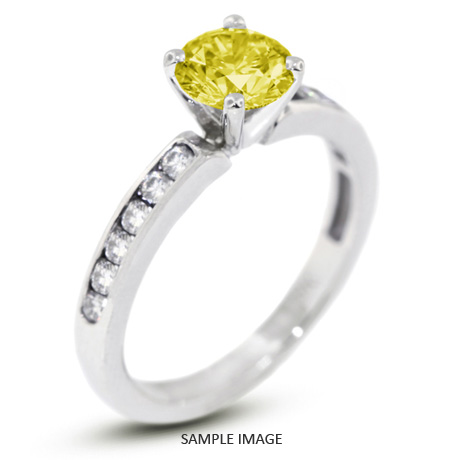 14k White Gold Accents Engagement Ring with 1.41 Total Carat Yellow-SI3 Round Diamond