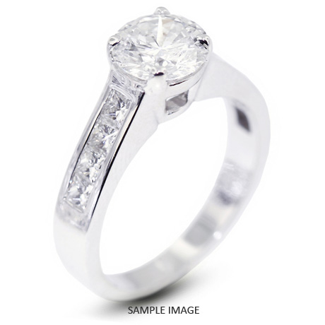 14k White Gold Accents Engagement Ring with 3.26 Total Carat H-SI1 Round Diamond