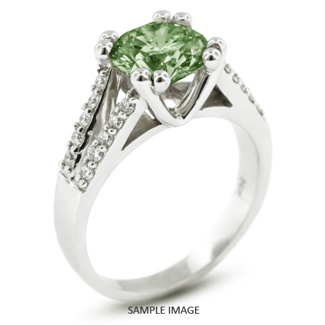 14k White Gold Split Shank Engagement Ring with 1.49 Total Carat Green-SI3 Round Diamond