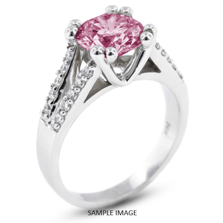 14k White Gold Split Shank Engagement Ring with 2.53 Total Carat Purple-SI2 Round Diamond