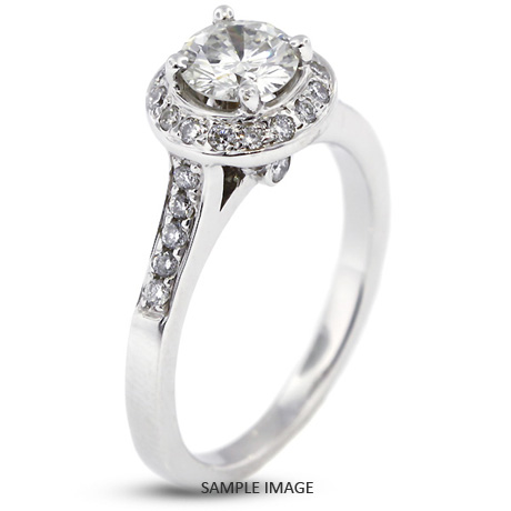 14k White Gold Accents Engagement Ring with 1.53 Total Carat F-I2 Round Diamond