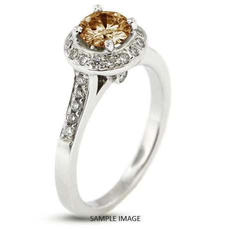 14k White Gold Accents Engagement Ring with 2.71 Total Carat Brown-SI2 Round Diamond