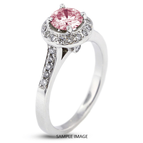 14k White Gold Accents Engagement Ring with 2.53 Total Carat Pink-SI3 Round Diamond