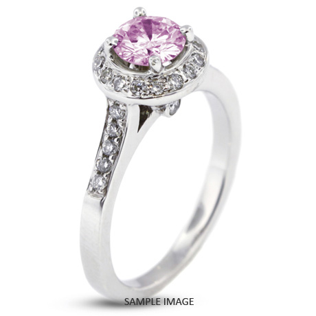 14k White Gold Accents Engagement Ring with 3.50 Total Carat Purple-SI3 Round Diamond