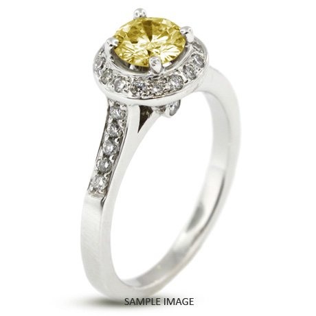 14k White Gold Accents Engagement Ring with 2.01 Total Carat Yellow-SI2 Round Diamond