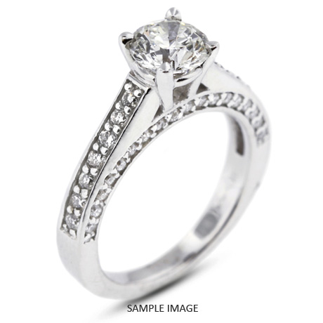 14k White Gold Accents Engagement Ring with 2.41 Total Carat H-VS1 Round Diamond