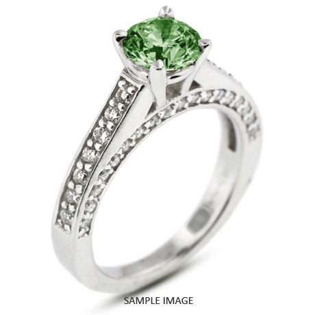 14k White Gold Accents Engagement Ring with 1.95 Total Carat Green-SI1 Round Diamond