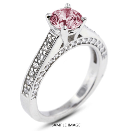 14k White Gold Accents Engagement Ring with 1.58 Total Carat Pink-SI1 Round Diamond