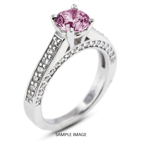14k White Gold Accents Engagement Ring with 1.29 Total Carat Purple-SI2 Round Diamond