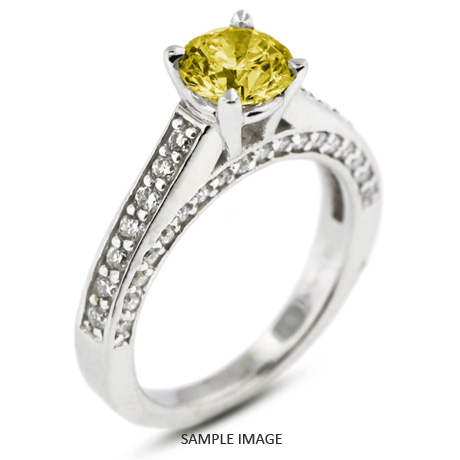 14k White Gold Accents Engagement Ring with 2.28 Total Carat Yellow-SI1 Round Diamond