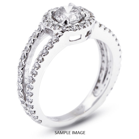 14k White Gold Split Shank Engagement Ring with 1.47 Total Carat F-I1 Round Diamond