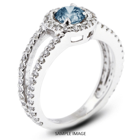 14k White Gold Split Shank Engagement Ring with 1.80 Total Carat Blue-SI3 Round Diamond