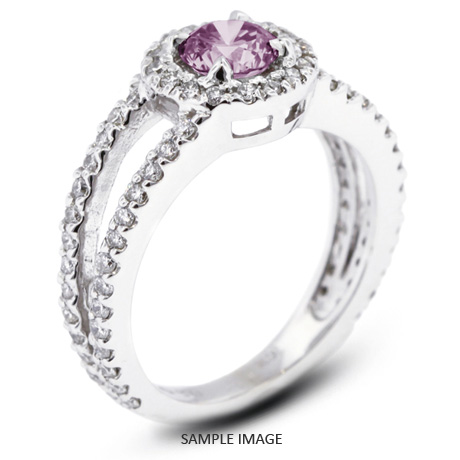 14k White Gold Split Shank Engagement Ring with 1.42 Total Carat Purple-SI2 Round Diamond