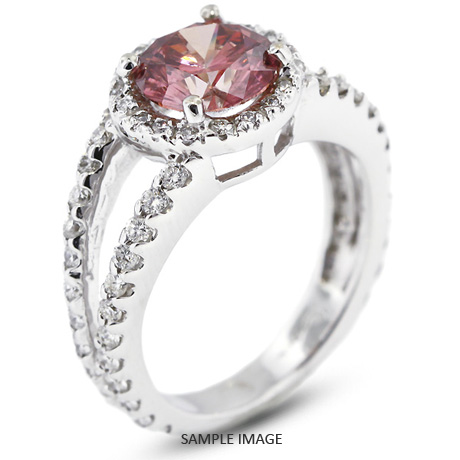 14k White Gold Split Shank Engagement Ring with 4.02 Total Carat Pink-SI1 Round Diamond