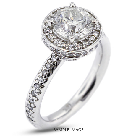 14k White Gold Accents Engagement Ring with 2.62 Total Carat H-SI2 Round Diamond