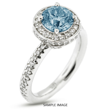 14k White Gold Accents Engagement Ring with 2.02 Total Carat Blue-SI2 Round Diamond