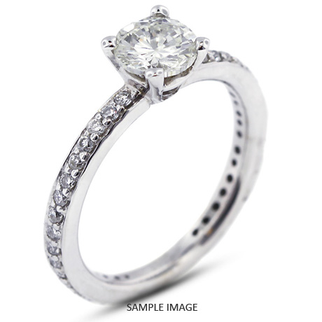 14k White Gold Accents Engagement Ring with 2.66 Total Carat H-SI1 Round Diamond