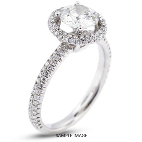 18k White Gold Two-Diamonds Row Engagement Ring with 1.24 Total Carat L-VS1 Round Diamond