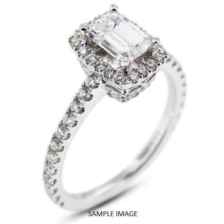 18k White Gold Vintage Style Engagement Ring with Halo with 1.98 Total Carat D-VS2 Emerald Diamond