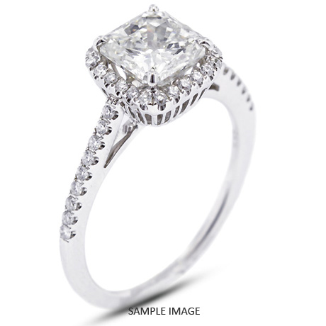 18k White Gold Accents Engagement Ring with 2.02 Total Carat H-VS2 Square Cushion Diamond