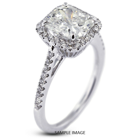 18k White Gold Accents Engagement Ring with 2.60 Total Carat J-SI2 Princess Diamond