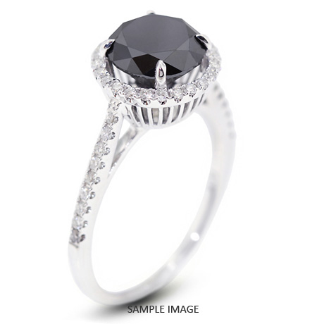 18k White Gold Accents Engagement Ring with 2.54 Total Carat Black Round Diamond