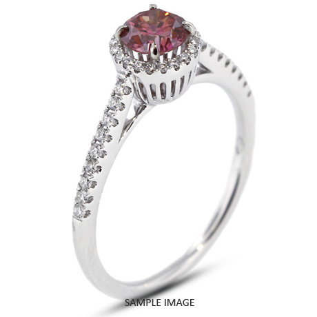 18k White Gold Accents Engagement Ring with 1.83 Total Carat Pink-SI2 Round Diamond