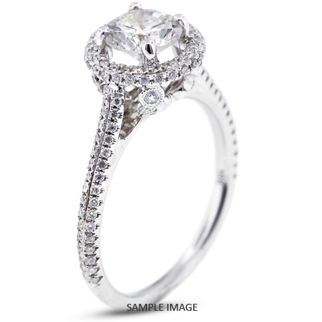 18k White Gold Two-Diamonds Row Engagement Ring with 2.43 Total Carat F-SI1 Round Diamond