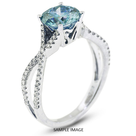 18k White Gold Split Twist Shank Engagement Ring with 1.29 Total Carat Blue-SI1 Round Diamond