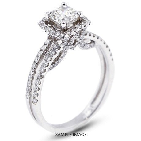18k White Gold Split Twist Shank Engagement Ring with 2.07 Total Carat J-SI1 Princess Diamond