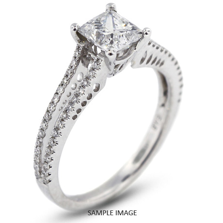 18k White Gold Split Twist Shank Engagement Ring with 1.41 Total Carat H-SI2 Princess Diamond