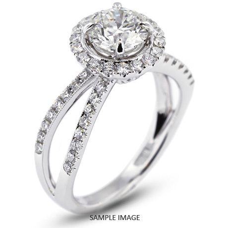 18k White Gold Split Shank Engagement Ring with 2.83 Total Carat G-SI2 Round Diamond