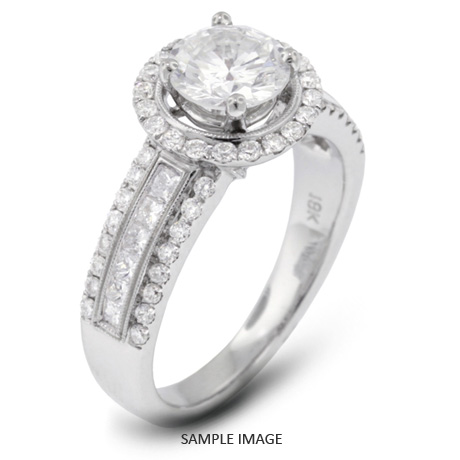 18k White Gold Engagement Ring with Milgrains with 2.58 Total Carat G-SI1 Round Diamond