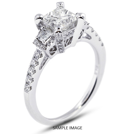 18k White Gold Accents Engagement Ring with 1.89 Total Carat K-VS2 Princess Diamond