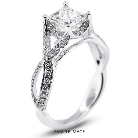 18k White Gold Split Twist Shank Engagement Ring with 2.21 Total Carat I-VS2 Princess Diamond