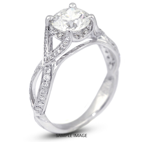 18k White Gold Split Twist Shank Engagement Ring with 1.65 Total Carat E-SI1 Round Diamond