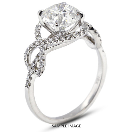 18k White Gold Split Twist Shank Engagement Ring with 2.06 Total Carat J-SI1 Round Diamond