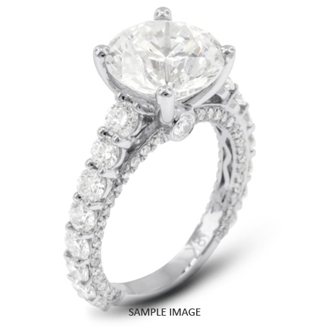 18k White Gold Accents Engagement Ring with 4.68 Total Carat E-SI1 Round Diamond