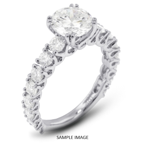 18k White Gold Accents Engagement Ring with 3.56 Total Carat F-SI2 Round Diamond