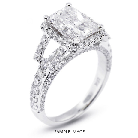 18k White Gold Accents Engagement Ring with 2.52 Total Carat K-SI2 Rectangular Radiant Diamond