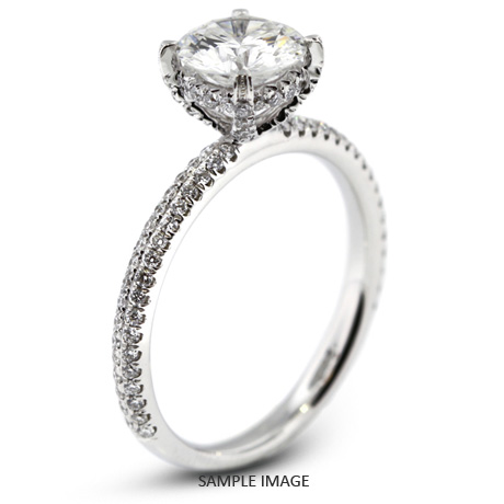 18k White Gold Two-Diamonds Row Engagement Ring with 1.89 Total Carat L-VS1 Round Diamond